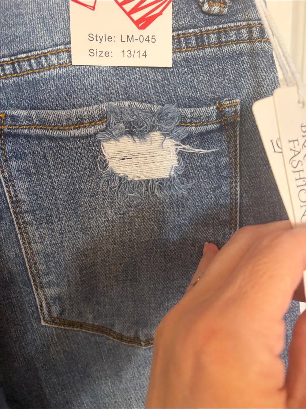 Kids Distressed Wide-Leg Jeans in Mid Blue - Picture 11 of 13